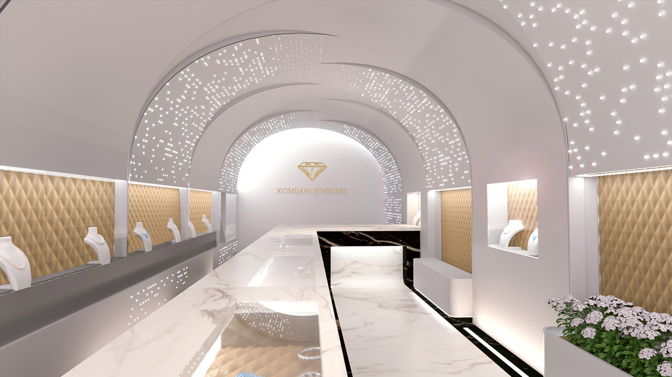Jewelry Gallery Interior Design, نمای طلا فروشی